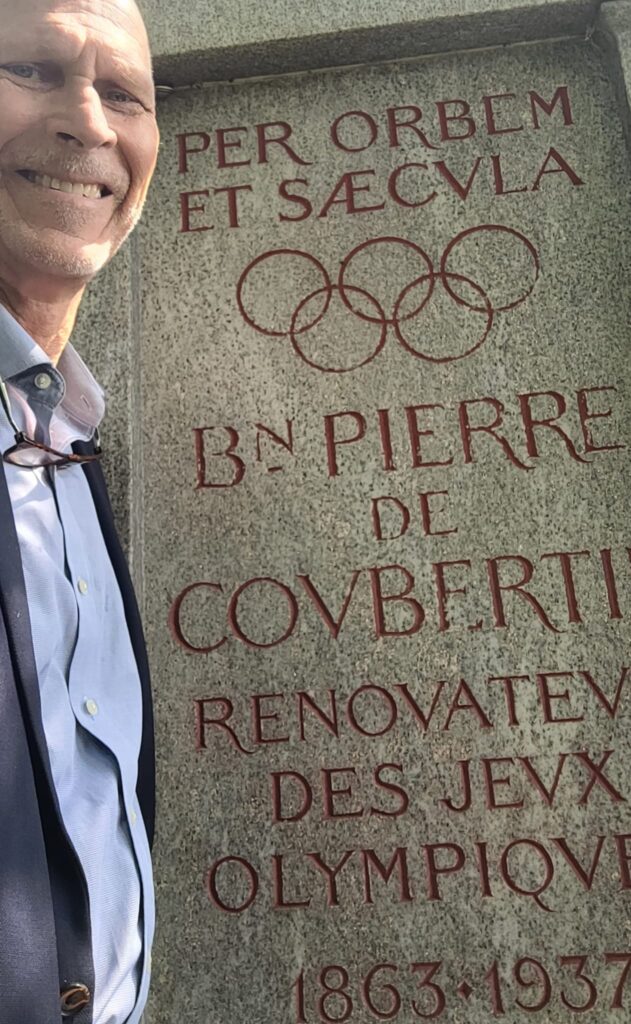 Liston Bochette - Pierre de Coubertin - Pierre De Covbertin Memorial with The Olympic Rings - front of the IOC